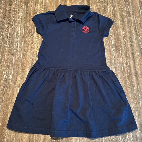 Primrose Uniform Navy Kids Polo Dress with Red Logo - Picture 1 of 3